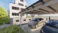 Ansicht Carport - KfW-QNG Neubau! Exklusive 3,5-Zimmer-Penthousewohnung mit Dachterrasse und Steuervorteilen!